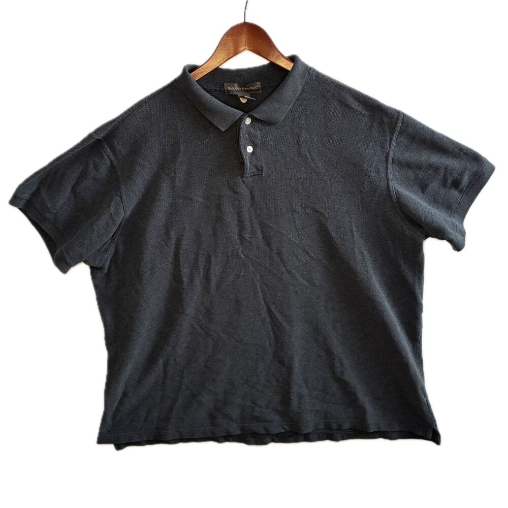 Banana Republic Mens Polo Shirt XXL Charcoal Gray 100% Cotton Short Sleeve
